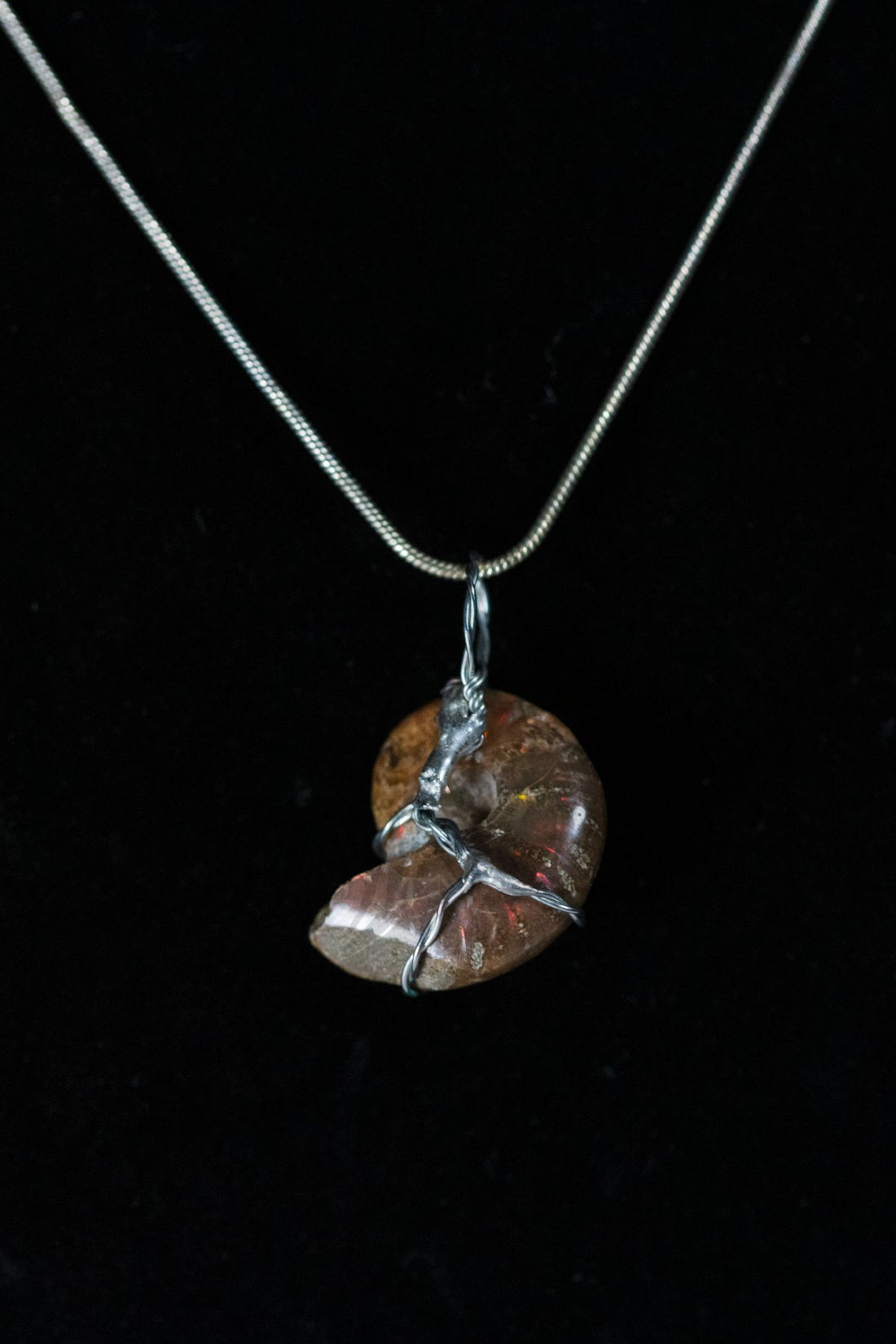 "Fire" Opal Ammonite Necklace