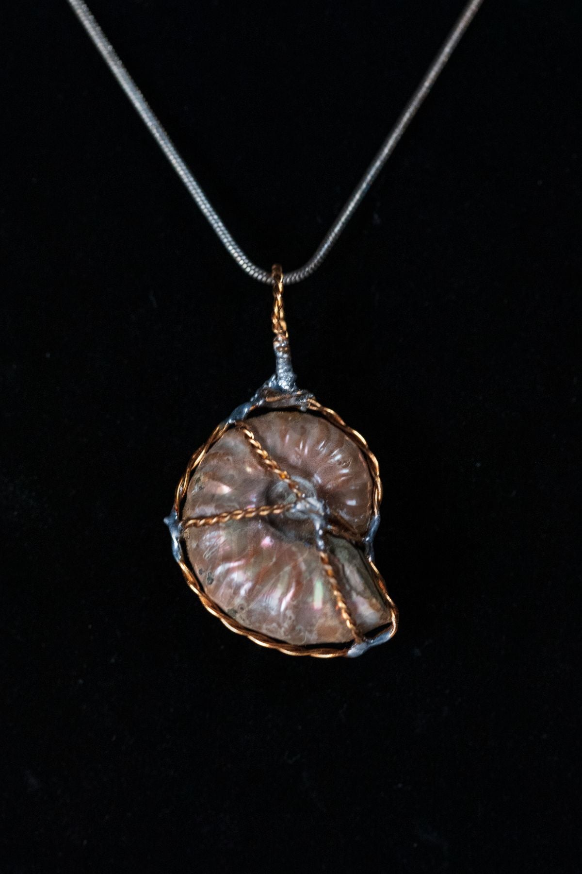 "Fire" Opal Ammonite Necklace